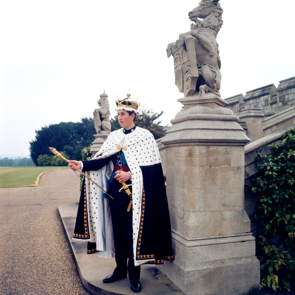 Royal photographer Norman Parkinson photographed then-Prince Charles preparing for his investiture.