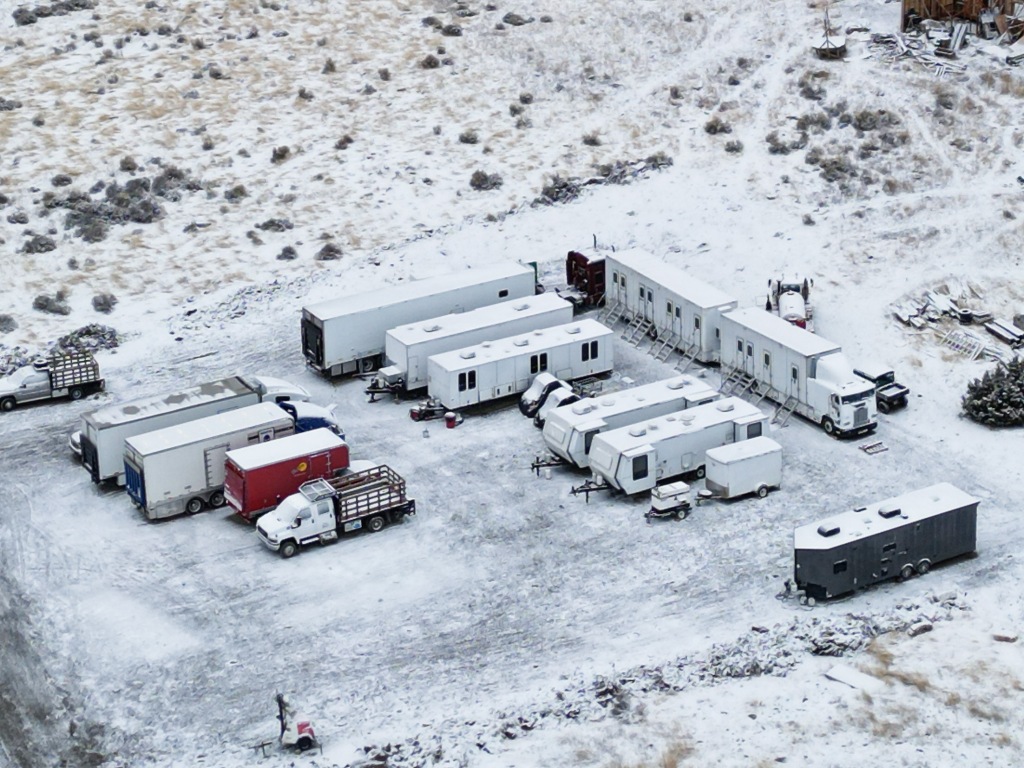 An aerial view of the new set of the "Rust" movie in Montana.