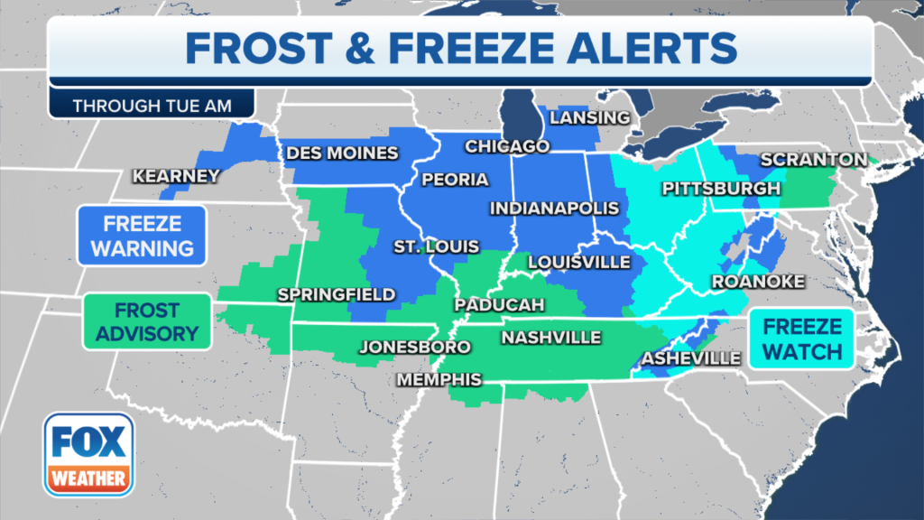 Frost and freeze alerts have been issued through Tuesday morning, April 25, 2023.
