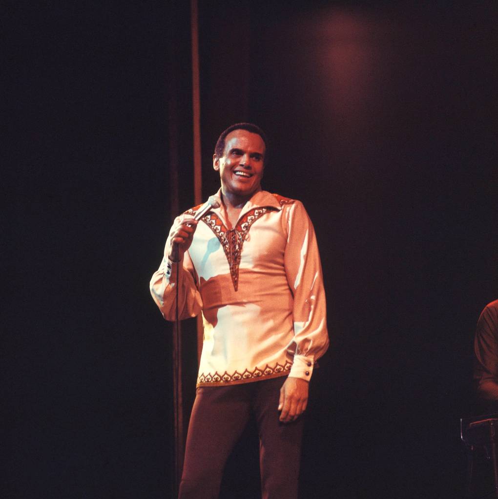 Harry Belafonte performs live on stage during the Royal Variety Performance at the Palladium Theatre in London in November 1977.