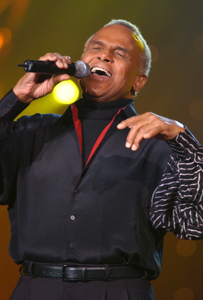 Harry Belafonte performs at the Jose Carreras Gala in Leipzig, Germany in December 2002.