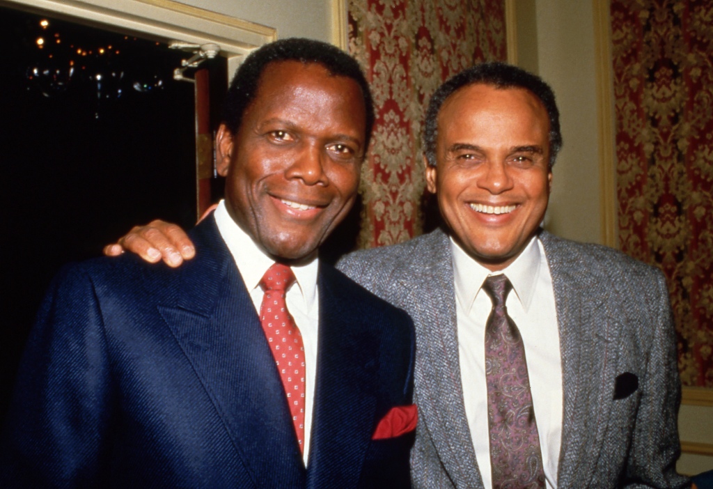 Sidney Poitier and Harry Belafonte in 1986.