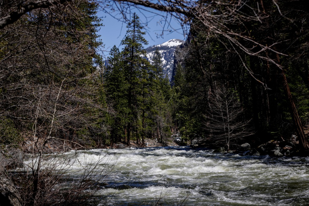The Merced River rages through Yosemite National Park.