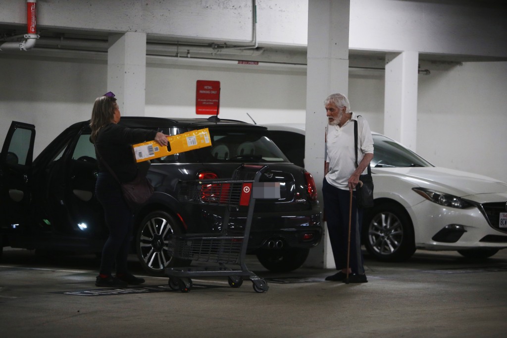 As the couple departed the store, the makeup artist managed to squeeze tv into the backseat of the car while Van Dyke waited patiently for her to finish before sliding into the vehicle's passenger side. 