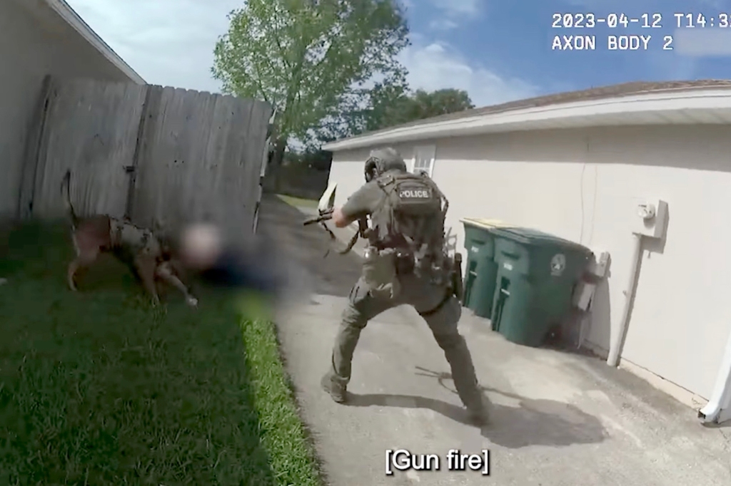 Video shows moment Florida man Matvey Klimenko is trying to stab K-9 before he's gunned down by cops