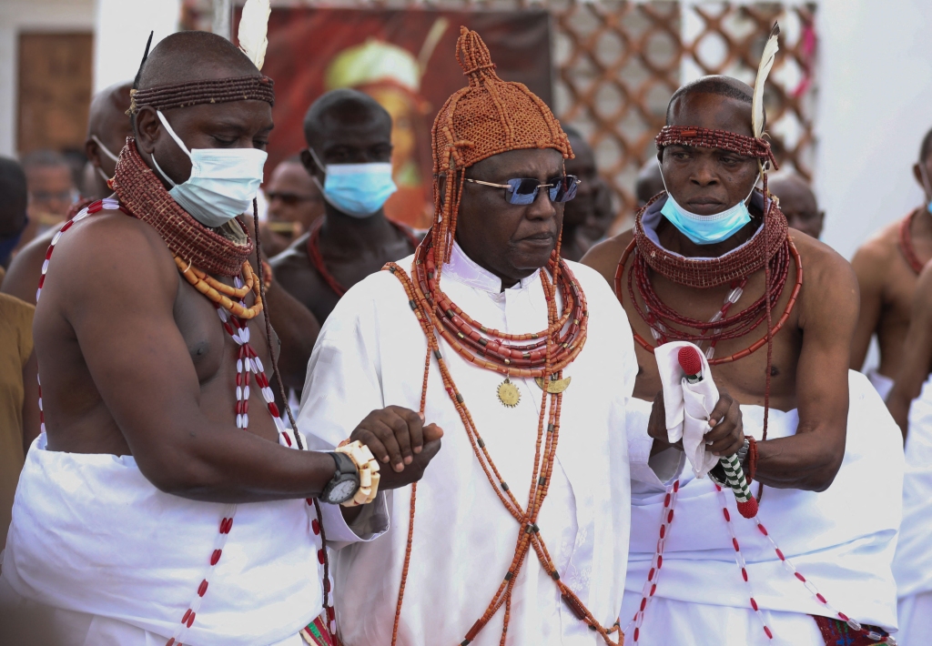 Oba of Benin after repatriation ceremony