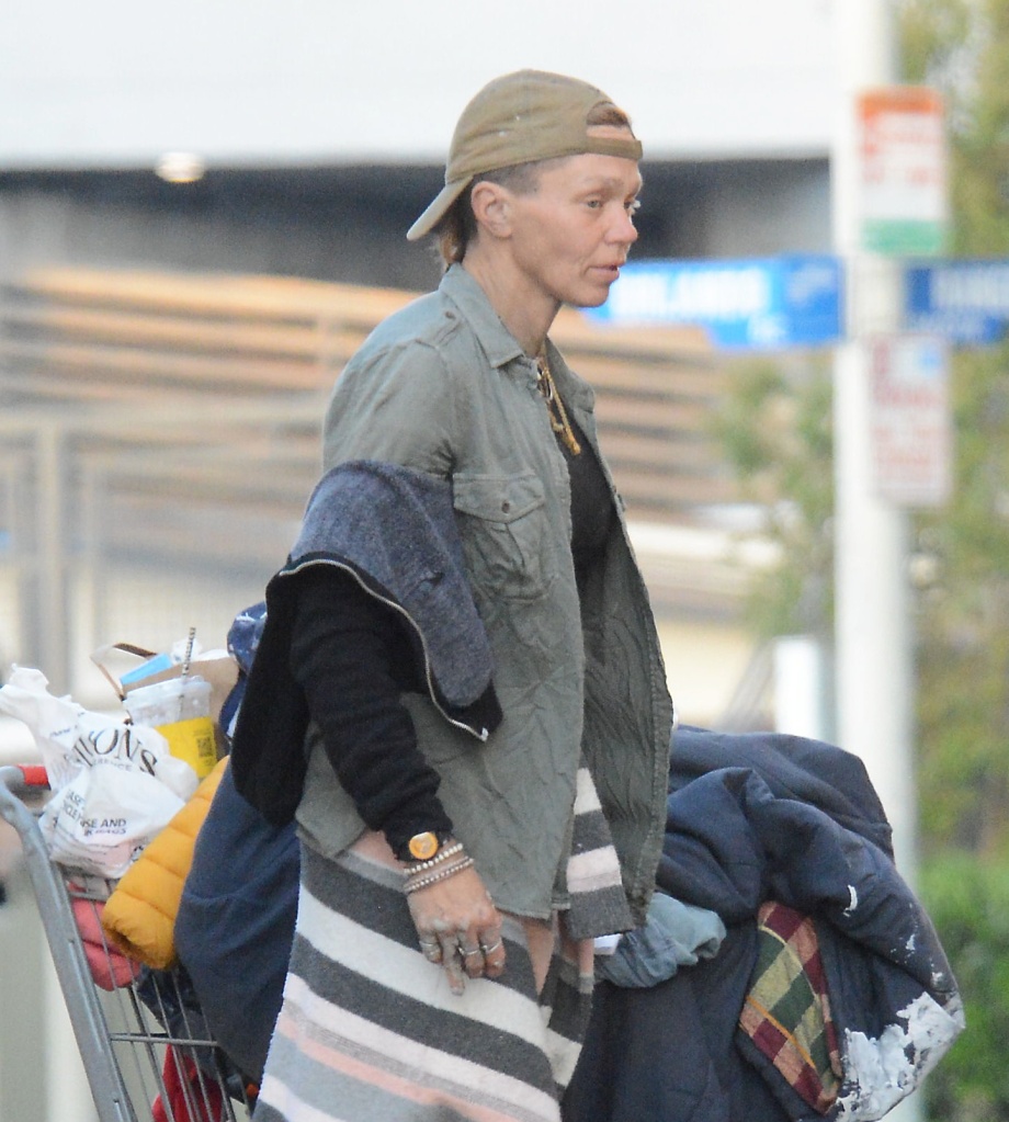 Pushing a cart through Santa Monica, it was a far cry from her tanned, glowing and svelte days as a glamour girl.