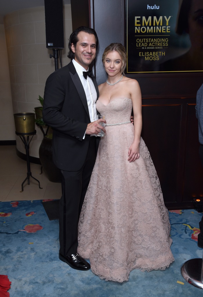 Jonathan Davino and Sydney Sweeney attend Hulu's 2018 Emmy party at Nomad Hotel Los Angeles on Sept. 17, 2018.