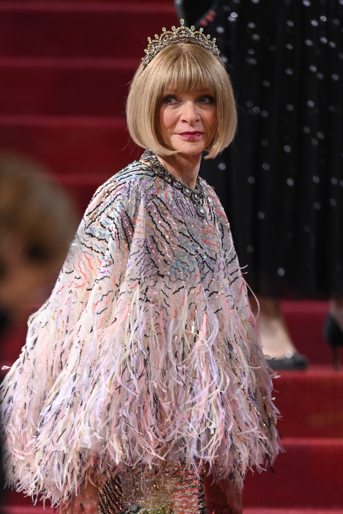 Famed designer Anna Wintour arriving at the 2022 Met Gala in New York City. 