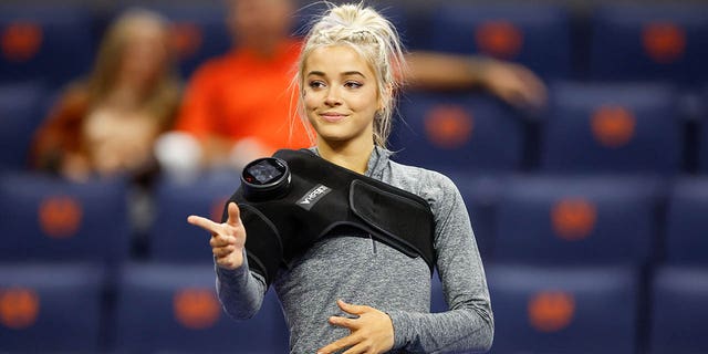 Olivia Dunne of LSU prior to a meet against Auburn at Neville Arena on February 10, 2023 in Auburn, Alabama.