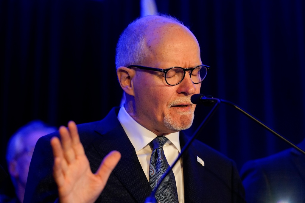 Chicago mayoral candidate Paul Vallas addresses his supporters after conceding the runoff election to his opponent, Brandon Johnson on April 4, 2023.