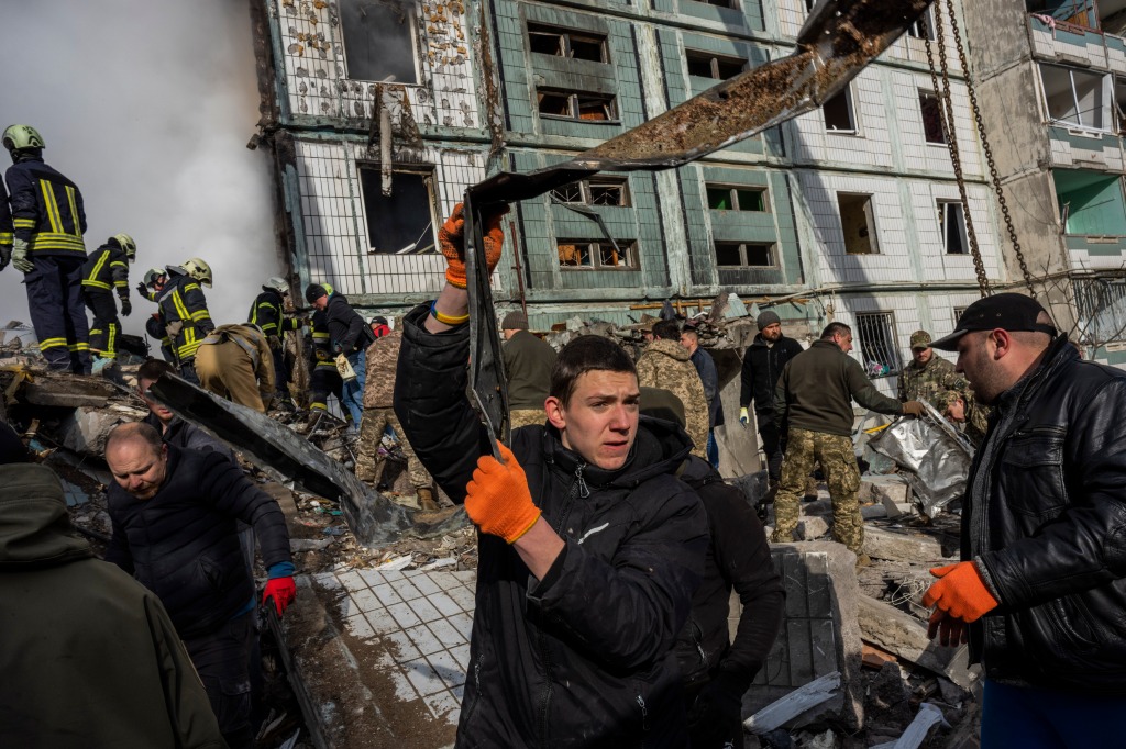 Kyiv was also rocked by explosions and air raid sirens and explosions were reported across the country.