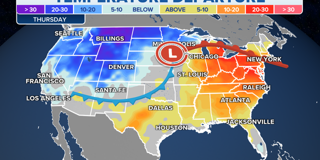 Temperatures across the U.S. on Thursday