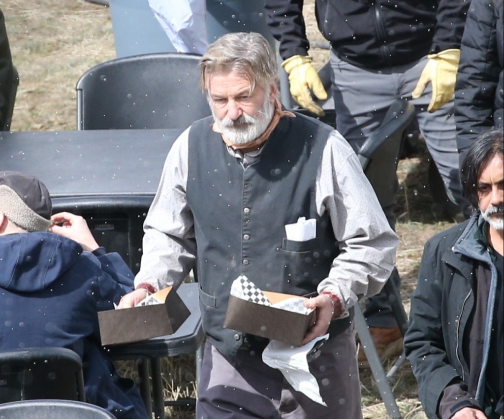 Alec Baldwin on set of "Rust" in Montana