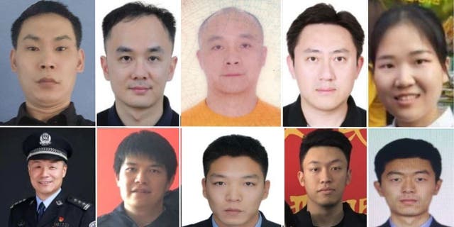 Some of the Chinese government police officers, currently at large, who are facing charges of conspiracy to transmit interstate threats and conspiracy to commit interstate harassment.