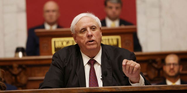 West Virginia Gov. Jim Justice delivers his annual State of the State address in the House Chambers at the state capitol in Charleston, West Virginia, on Jan. 11, 2023.