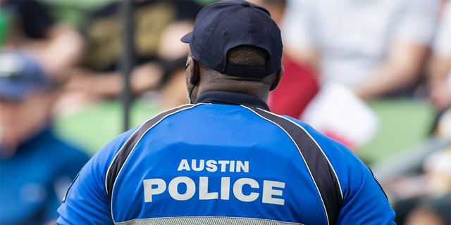 An Austin Police Department officer on patrol.  