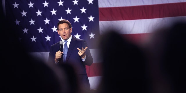 Florida Gov. Ron DeSantis speaks to Iowa voters