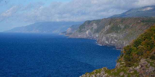 This photo shows Shiretoko Peninsula in the northern island of Hokkaido, Japan. 