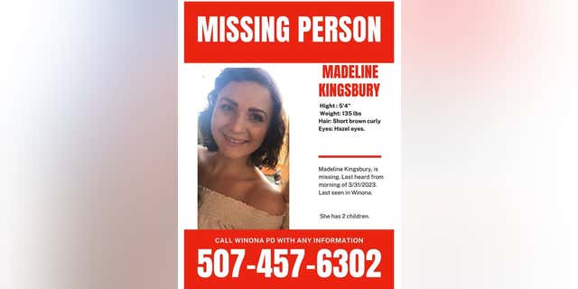 Minnesota mom Madline Kingsbury, 26, was last seen dropping her children off at daycare around 8 a.m. on March 31