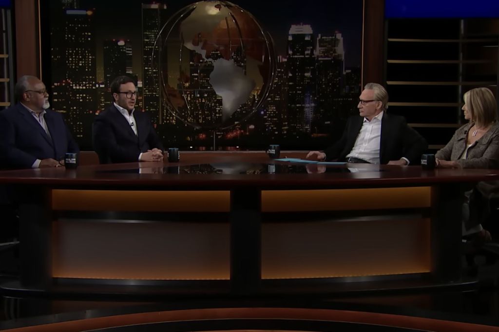 Bill Mahers can be seen having a discussion with t Glenn Loury, Daniel Bessner, and Esther Perel on the "Real Time with Bill Maher." 