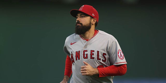 Anthony Rendon of the Los Angeles Angels before a game against the Oakland Athletics at RingCentral Coliseum Oct. 4, 2022, in Oakland, Calif. 