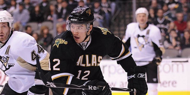 Raymond Sawada #12 of the Dallas Stars during play against the Pittsburgh Penguins at the American Airlines Center on March 1, 2009 in Dallas, Texas.