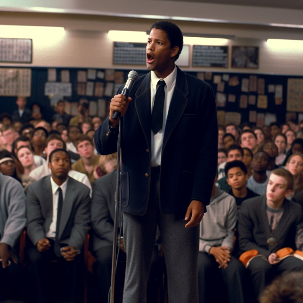 Denzel Washington was made to be a principal in school through AI.