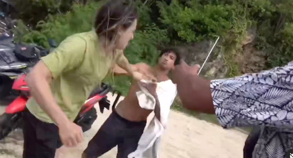 Surfer punched