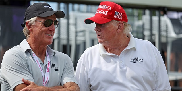 Trump speaks with Greg Norman