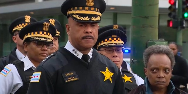 Chicago Police Interim Superintendent Eric Carter delivers a news briefing