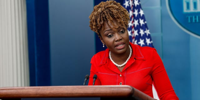 White House Press Secretary Karine Jean-Pierre speaks during the daily news briefing at the James S. Brady Press Briefing Room of the White House on May 09, 2023 in Washington, DC.