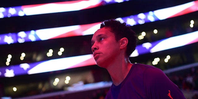 Brittney Griner during national anthem