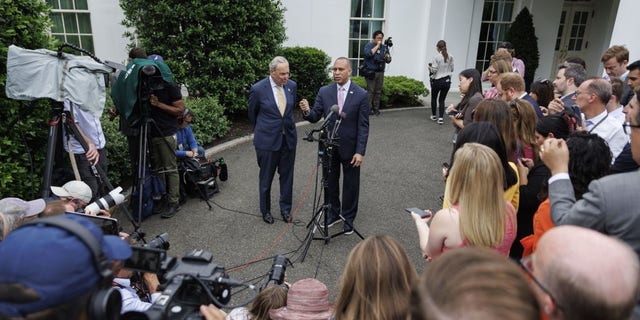 Representatives taking questions outside White House