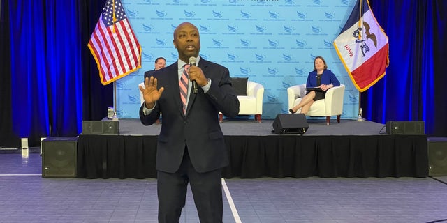 Tim Scott speaking at an Iowa event