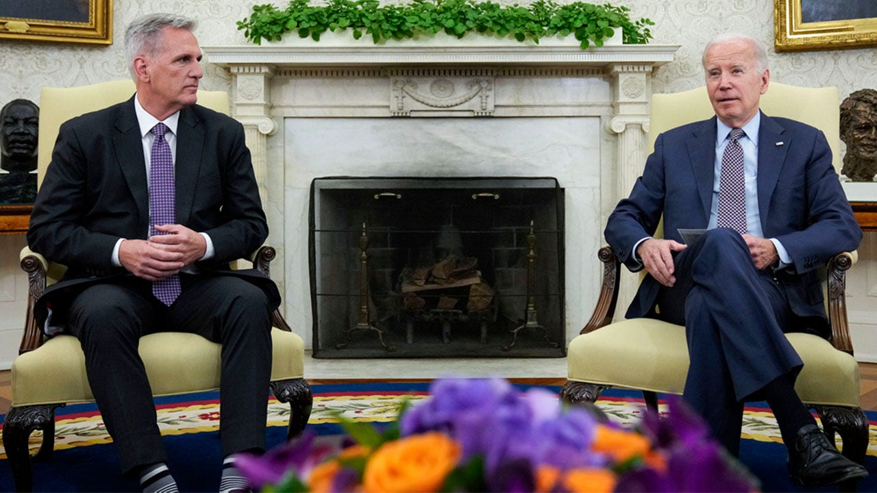 President Joe Biden meets with House Speaker Kevin McCarthy of Calif.