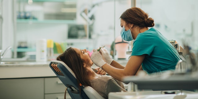 Woman at dentist