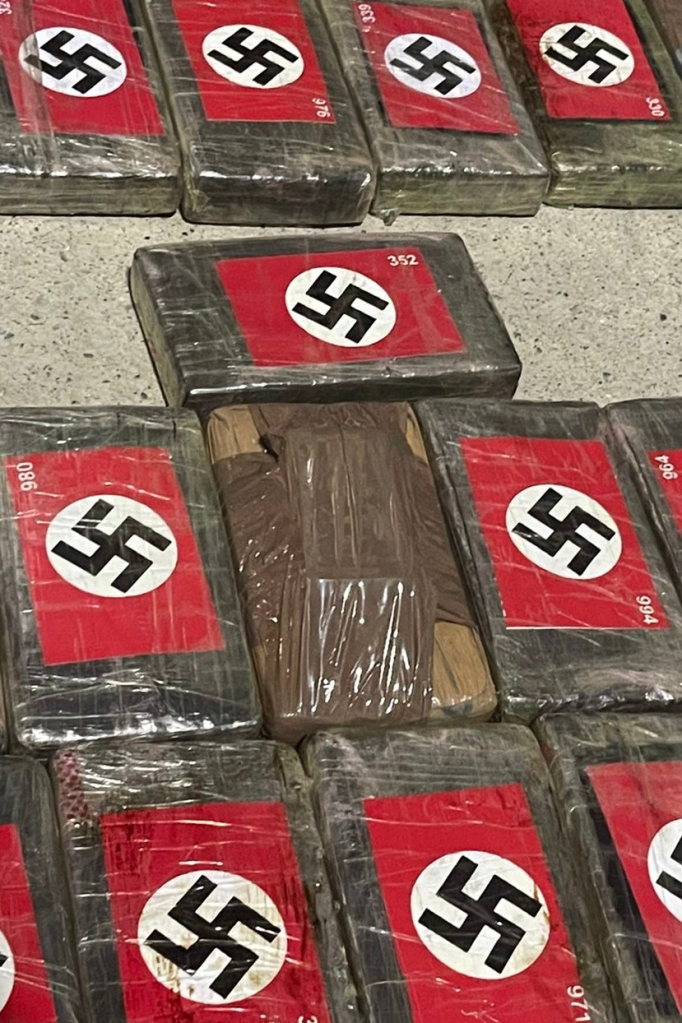 Some of the packages had the word Hitler inscribed on the packed-in white powder.