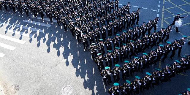 Russian soldiers marching