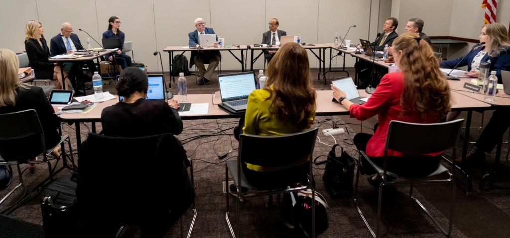 The state medical board convenes on May 25, 2023, at the Indiana Government South building in Indianapolis. 