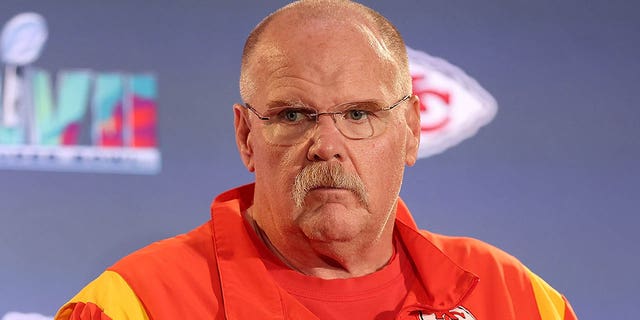 Andy Reid talks to reporters