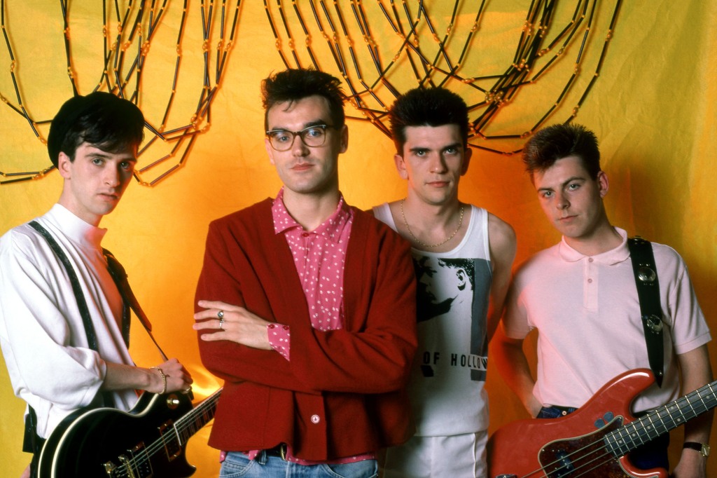 The Smiths pose for a portrait before their first show in Detroit during the 1985 Meat Is Murder Tour on June 8, 1985 at the Royal Oak Music Theatre in Royal Oak, Michigan. 