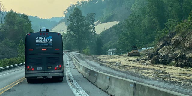 Campaign bus of Democratic Kentucky Gov. Andy Beshear