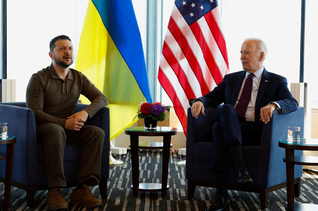 President Joe Biden meets with Ukrainian President Volodymyr Zelenskiy, during the G7 Summit at the Grand Prince Hotel in Hiroshima, Japan, May 21, 2023.