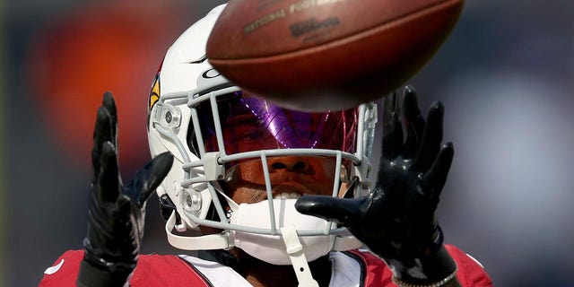 Budda Baker catches a ball