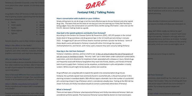 D.A.R.E. fentanyl fact sheet