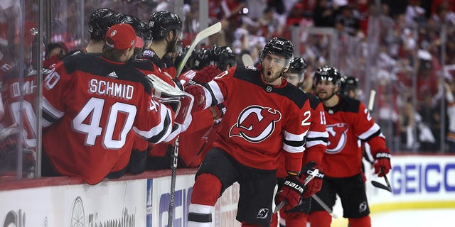 Michael McLeod celebrates goal