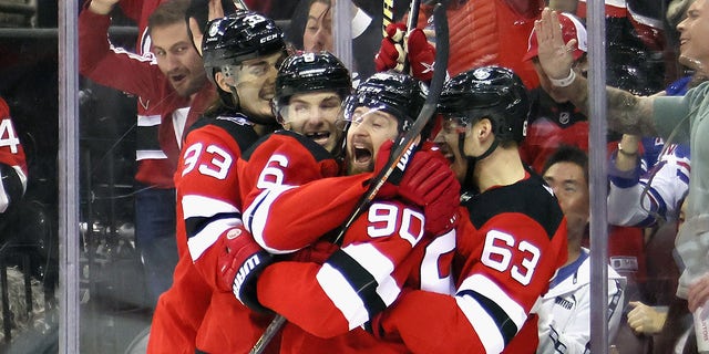 Tomas Tatar celebrates goal