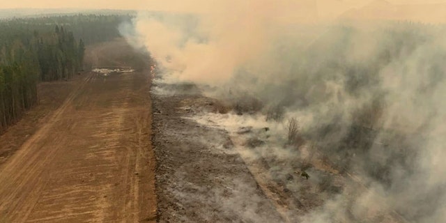 A wildfire in Alberta, Canada