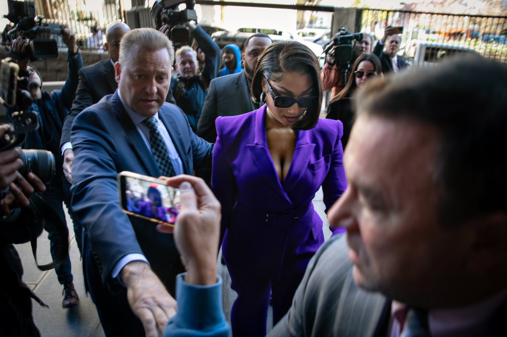 Megan Thee Stallion arrives at court to testify in the trial of Tory Lanez for allegedly shooting her. 